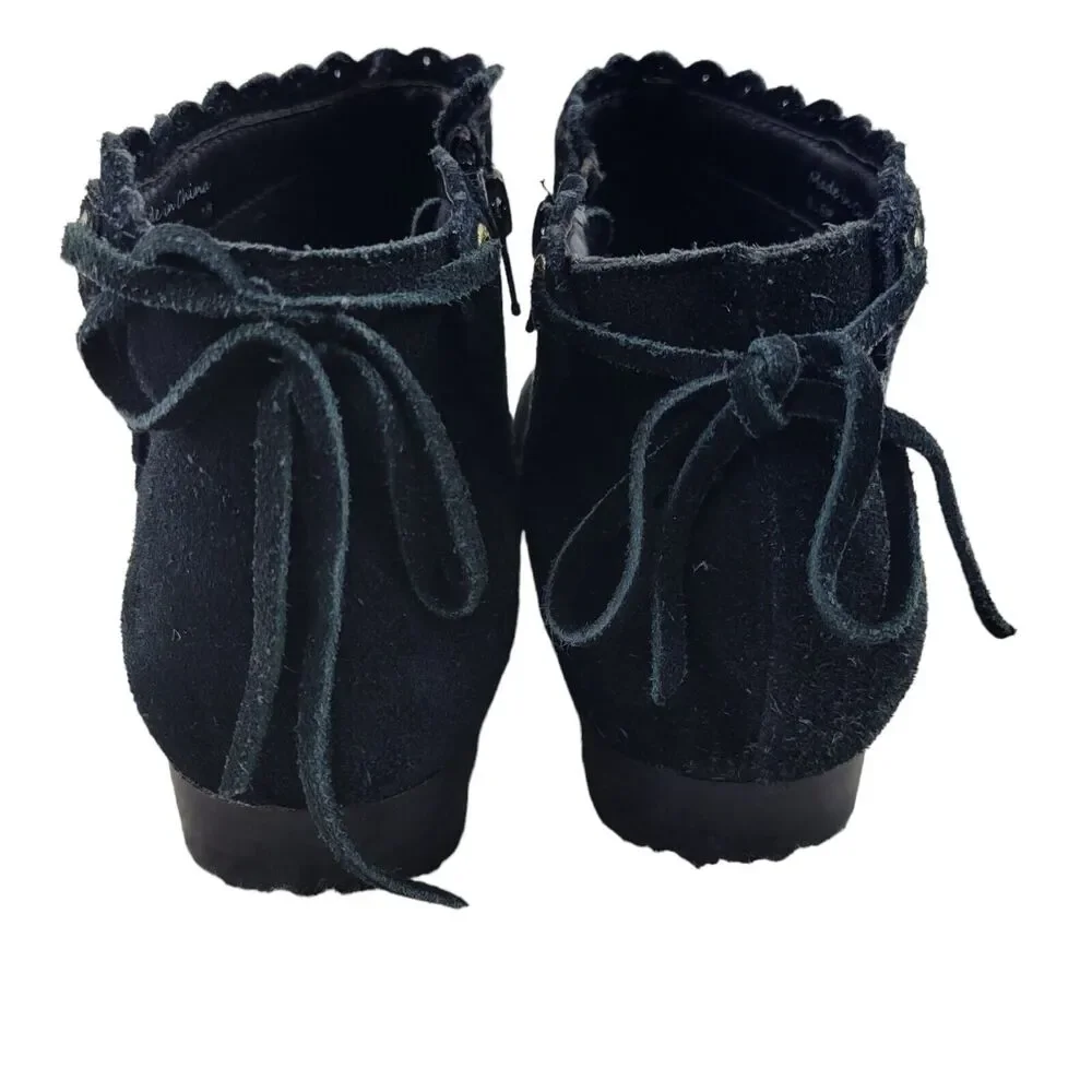 Jack Rogers Charlotte Black Suede Ankle Booties Women's Size 6.5 Bow‎ Detail